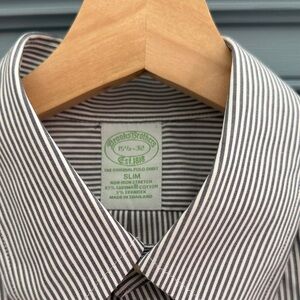 Brooks Brothers Men's Slim Fit Striped Shirt - Black and White